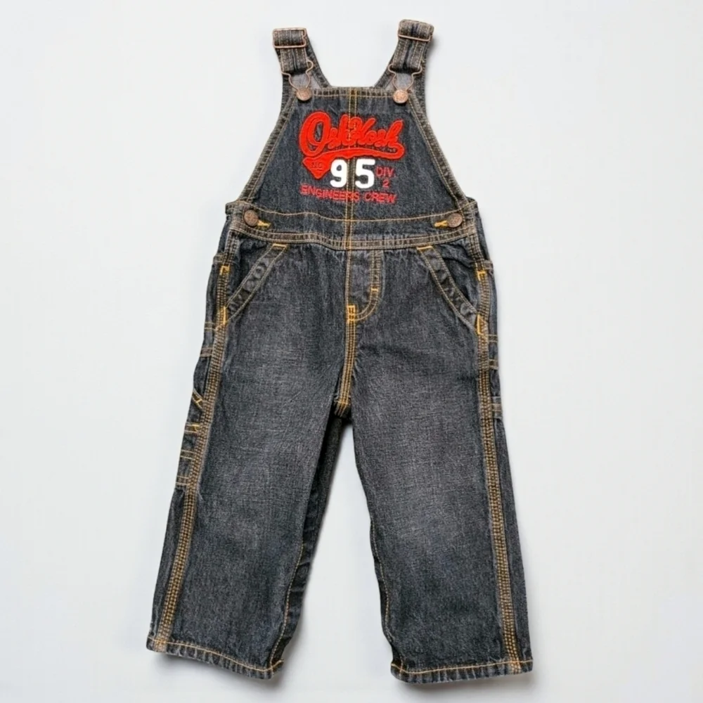 Oshkosh B’gosh Toddler Bib Overalls Dark Wash Engineer’s Crew 18 Months